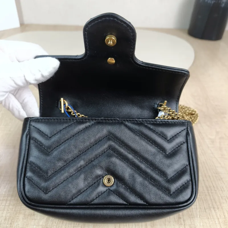 GUCCI Crossbody Bag GG Marmont Mini Marmont Mini Black Calfskin Mini 16.5 × 4.5 × 9.5 cm — detail view 10 of 12