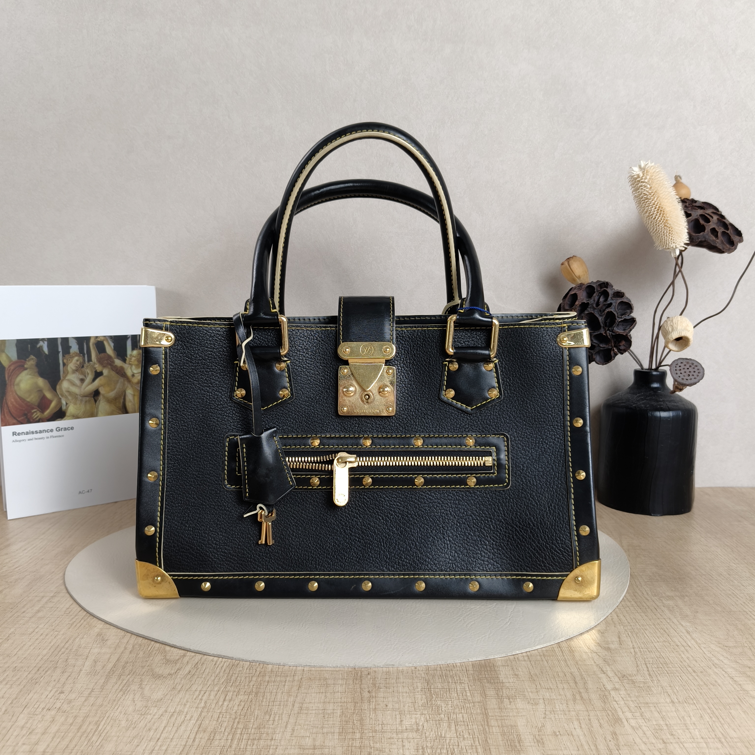 Louis Vuitton Top Handle Bag Suhali Vintage Black Lambskin36 × 12.5 × 21.6 cm