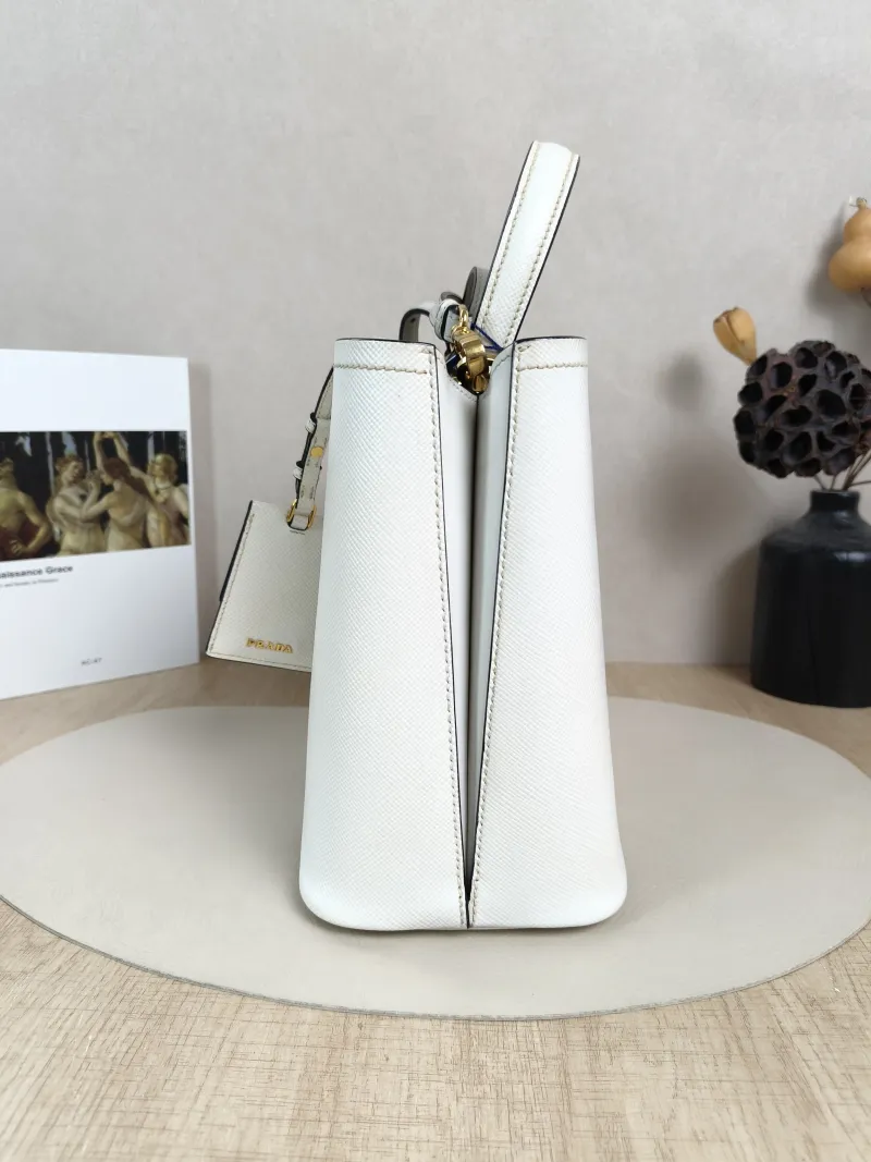 PRADA Shoulder Bag Panier White Calfskin Medium22.5 × 13 × 21.5 cm — detail view 6 of 12