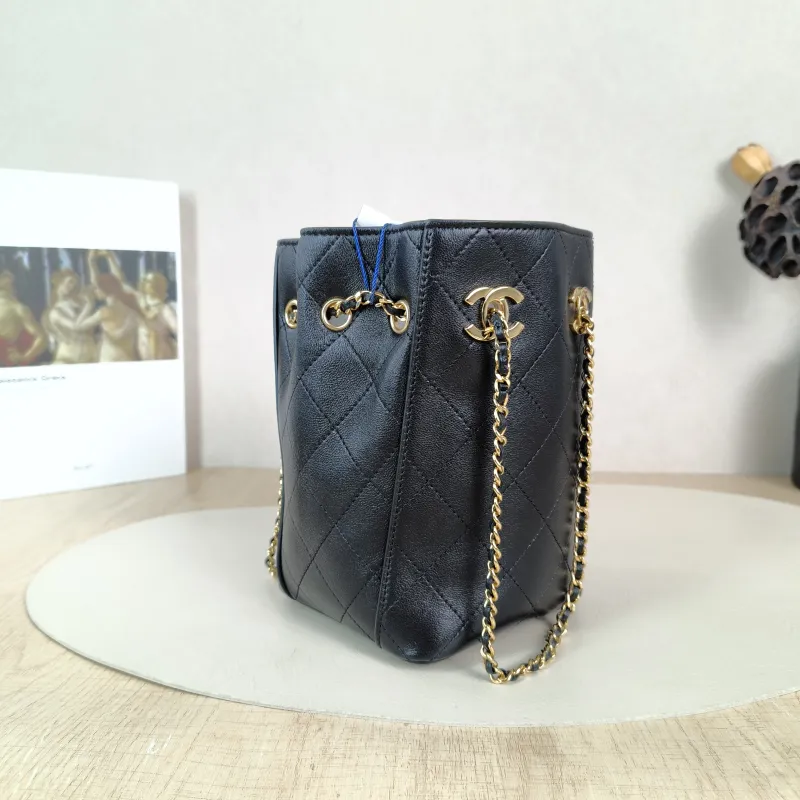 Chanel Shoulder Bag Bucket Bag Black Lambskin One Size 11 × 11 × 17.5 cm — cover view 5 of 5