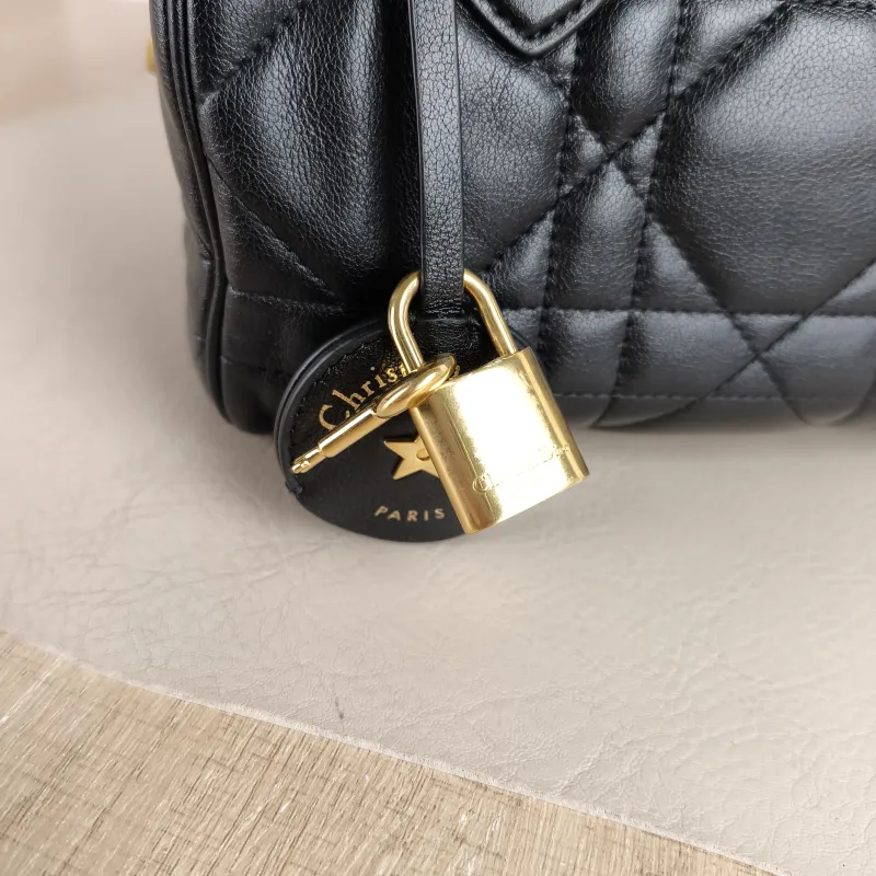 DIOR Crossbody Bag Groove 20 Top Handle Bag Black Calfskin Small 20.5 × 12 × 13.5 cm — detail view 10 of 11