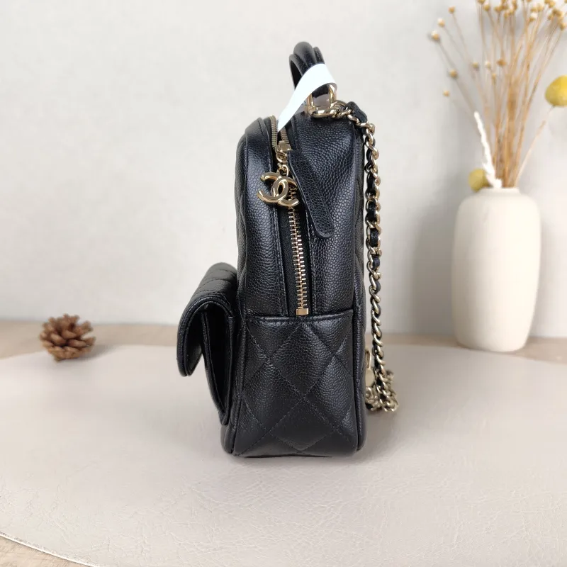 Chanel Crossbody Bag Mini Backpack Crossbody Bag Black Grained Calfskin One Size 13 × 9 × 18 cm — detail view 9 of 12