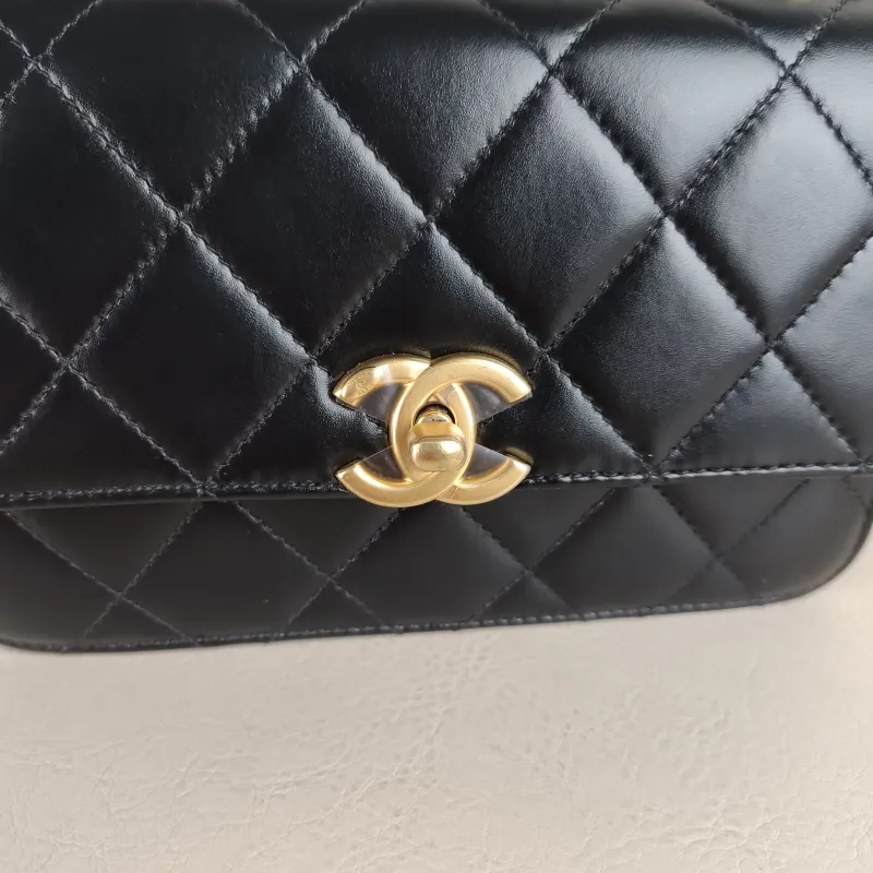Chanel Crossbody Bag Black Calfskin Small 19 × 8 × 12 cm — detail view 6 of 12