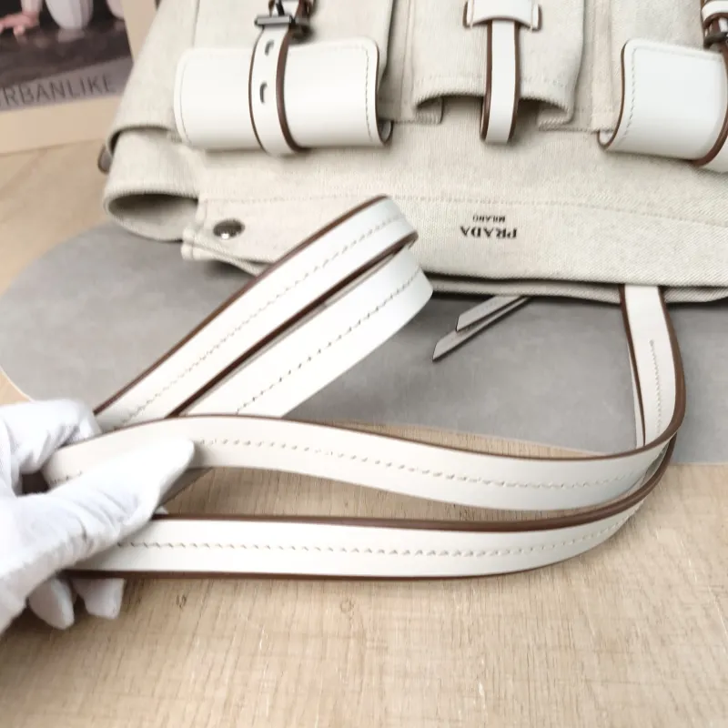 PRADA Shoulder Bag Route Tote Bag Canvas · Calfskin Large 34 × 17 × 25 cm — detail view 3 of 12