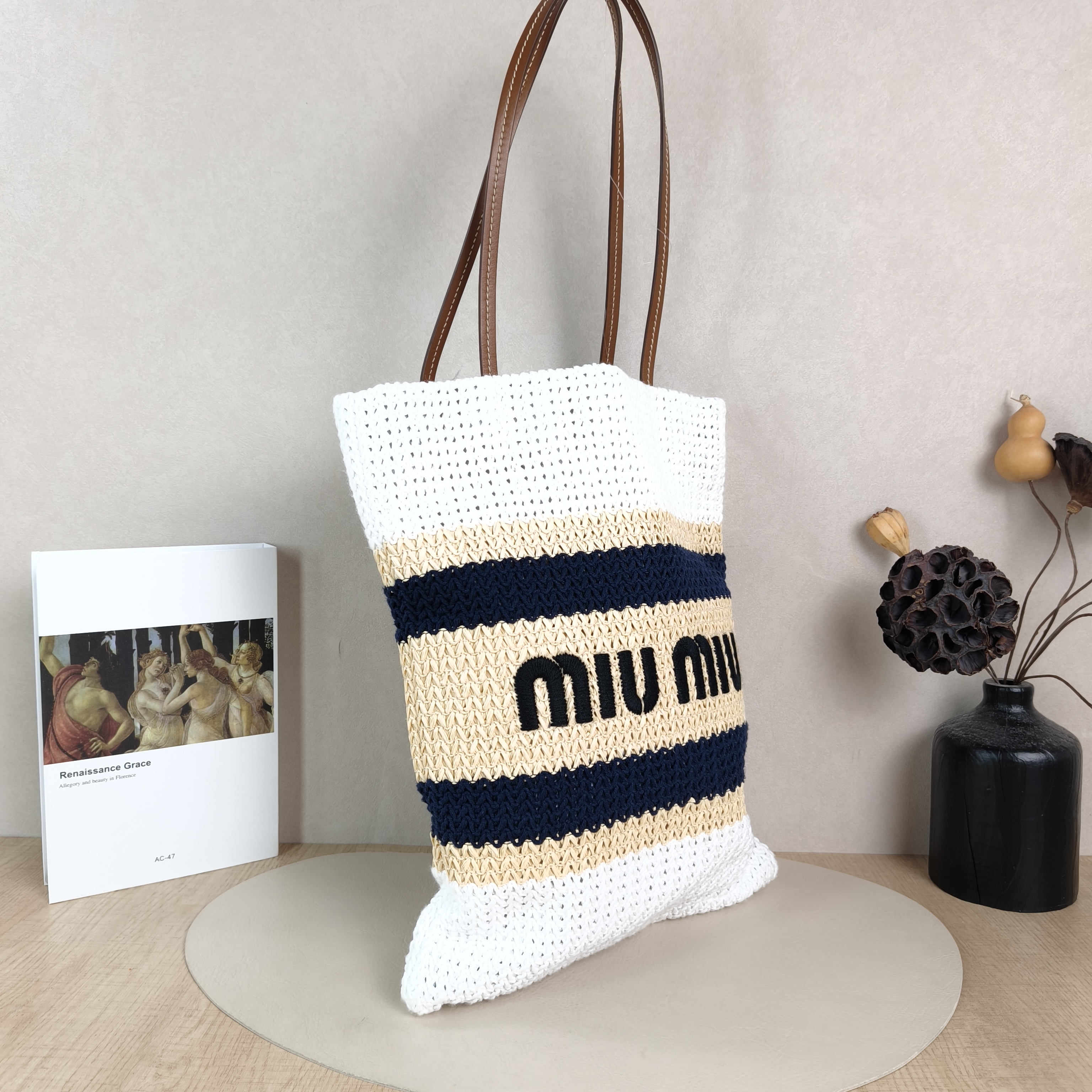 Miumiu Shoulder Bag Raffia Woven Woven One Size31 × 2 × 38 cm — cover view 2 of 6