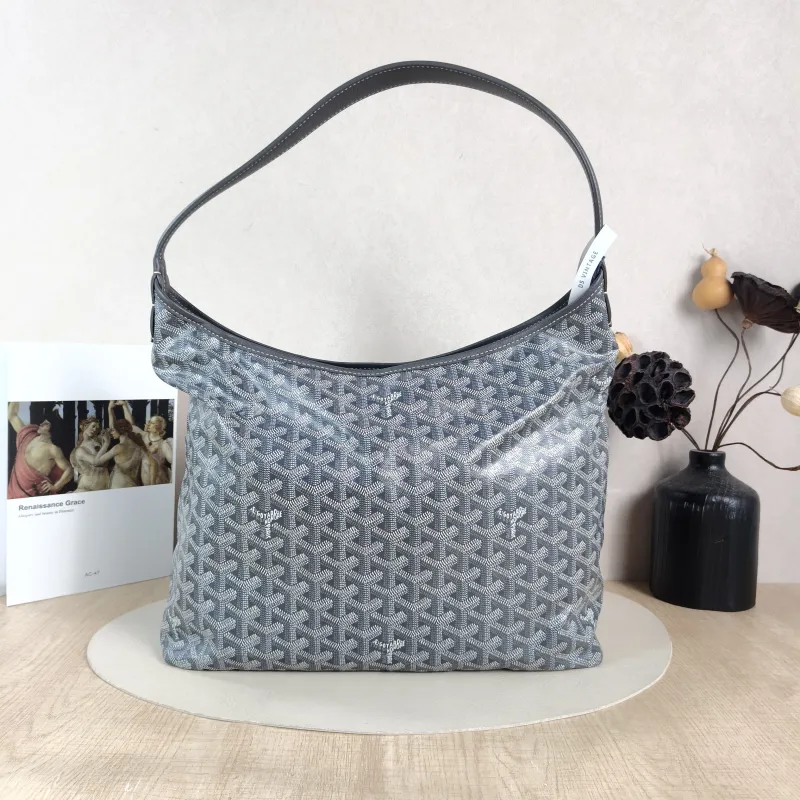 GOYARD Shoulder Bag Boheme Hobo​ Grey ine Canvas Small 43 × 14 × 27 cm