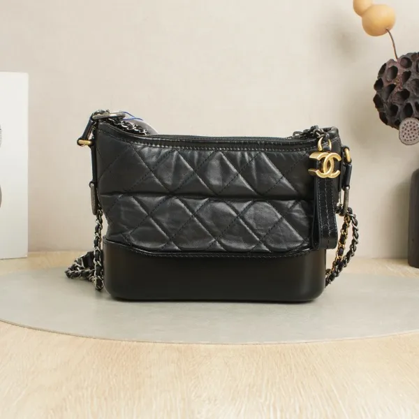 Chanel Gabrielle Bag Small Black Calfskin Microchip Edition · 20 × 8 × 15 cm