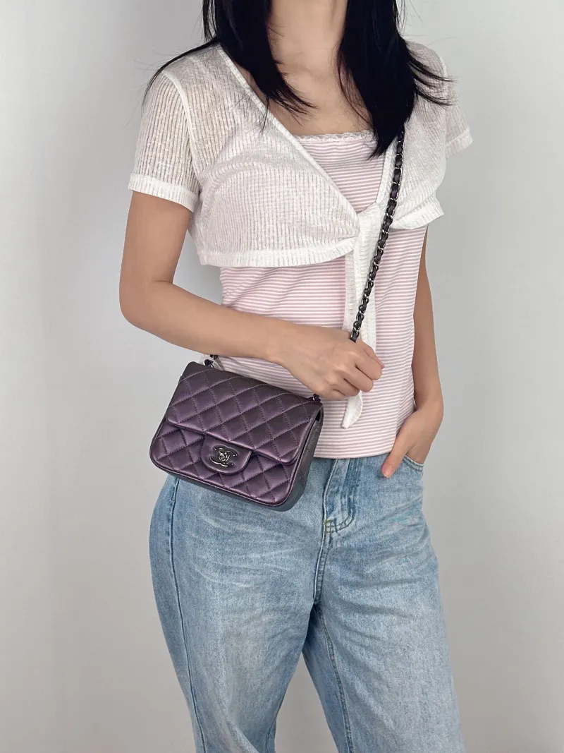 Chanel Crossbody Bag Classic Flap Mini CF Mini Lambskin One Size 17 × 8 × 13.5 cm 24 — on-model view 2 of 2