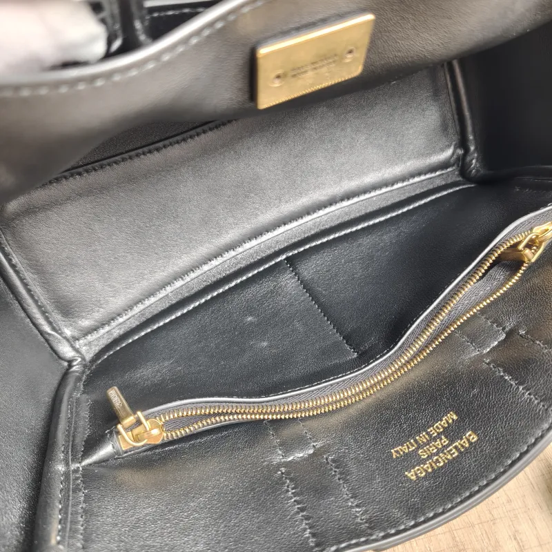 BALENCIAGA Crossbody Bag Bel air Black with Gold-Tone Hardware Calfskin Mini 23.5 × 8 × 17 cm — detail view 2 of 13