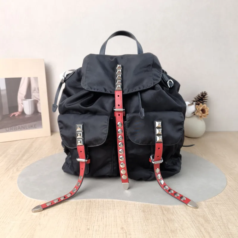 PRADA Backpack Nylon Backpack Black Nylon One Size 30 × 15 × 30 cm