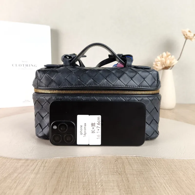 Bottega Veneta Top Handle Bag Woven Top Handle Bag Black Calfskin One Size 23 × 5.5 × 13 cm — cover view 5 of 5