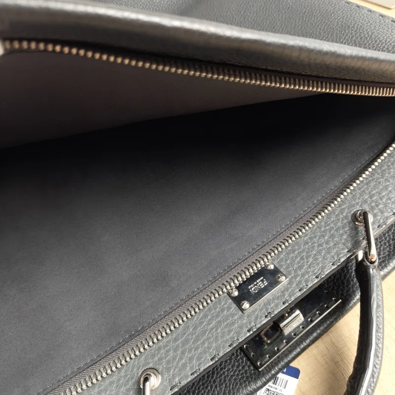 FENDI Top Handle Bag Top Handle Bag Black Calfskin One Size 43 × 18 × 36 cm — detail view 9 of 11
