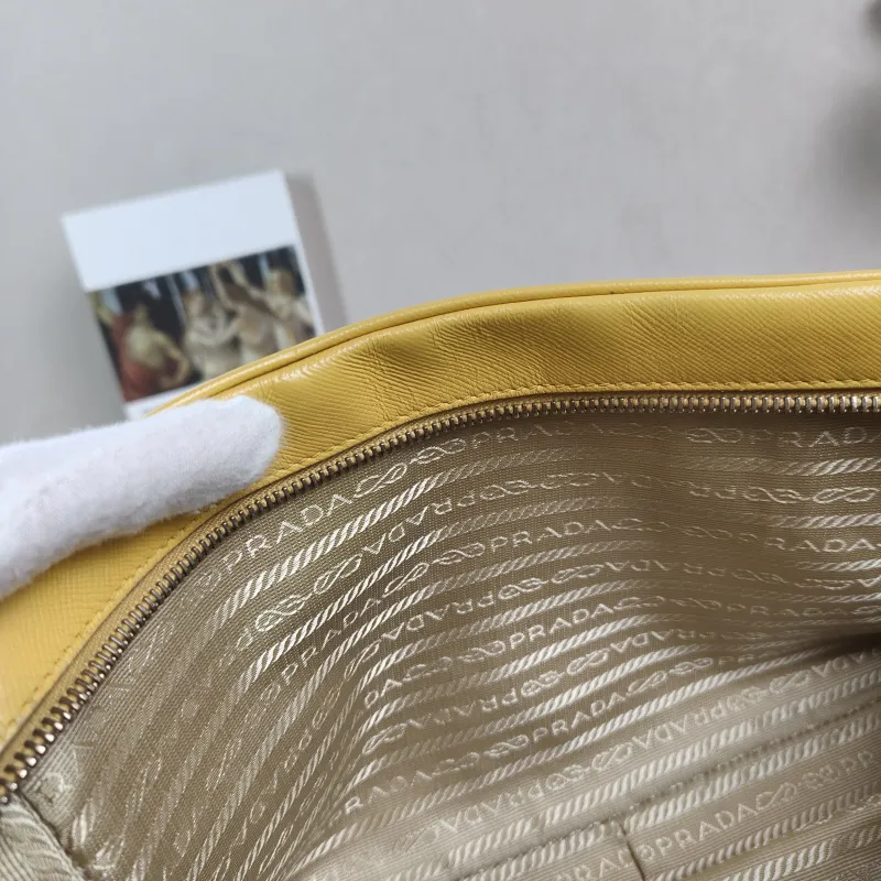PRADA Top Handle Bag Vintage Yellow Calfskin One Size 28 × 6 × 17 cm — detail view 6 of 11