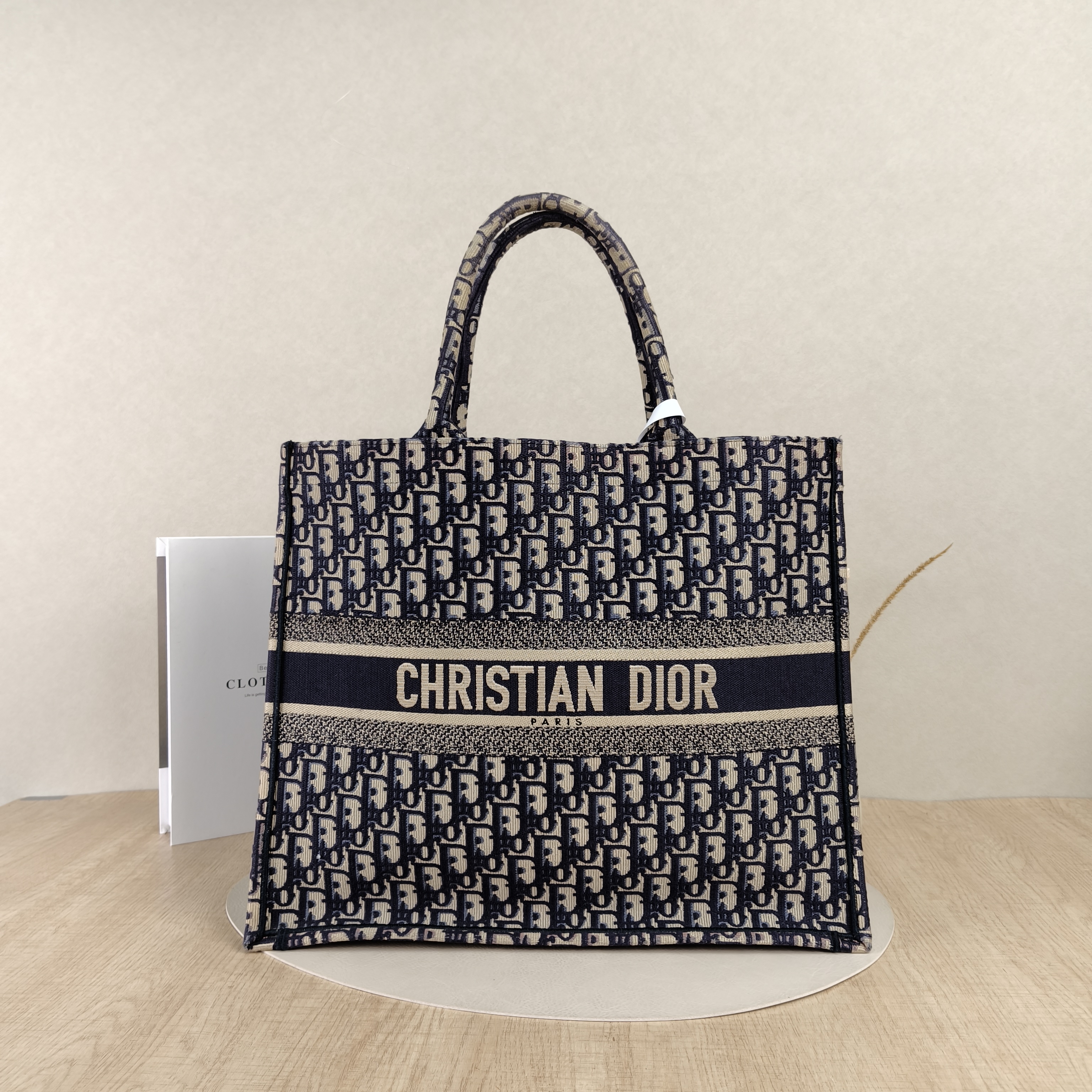 DIOR Top Handle Bag Book Tote Blue Canvas36 × 16.5 × 27.5 cm