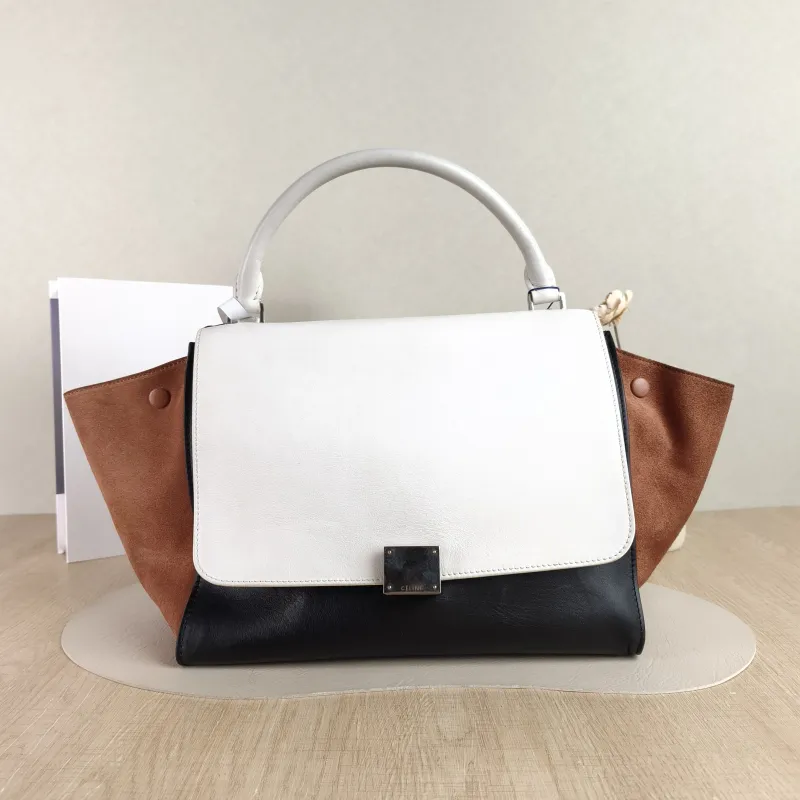 CELINE Crossbody Bag Trapeze Colorblock Calfskin Medium 30 × 15 × 24 cm