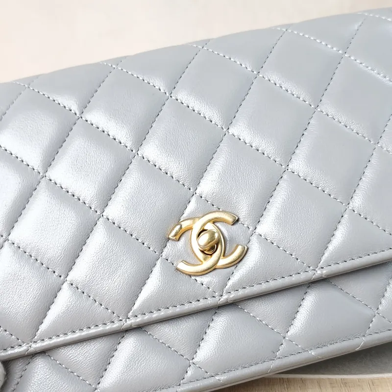 Chanel Crossbody Bag CF WOCWOC Bag Grey Lambskin Mini 19.2 × 3.5 × 12.3 cm — detail view 6 of 12