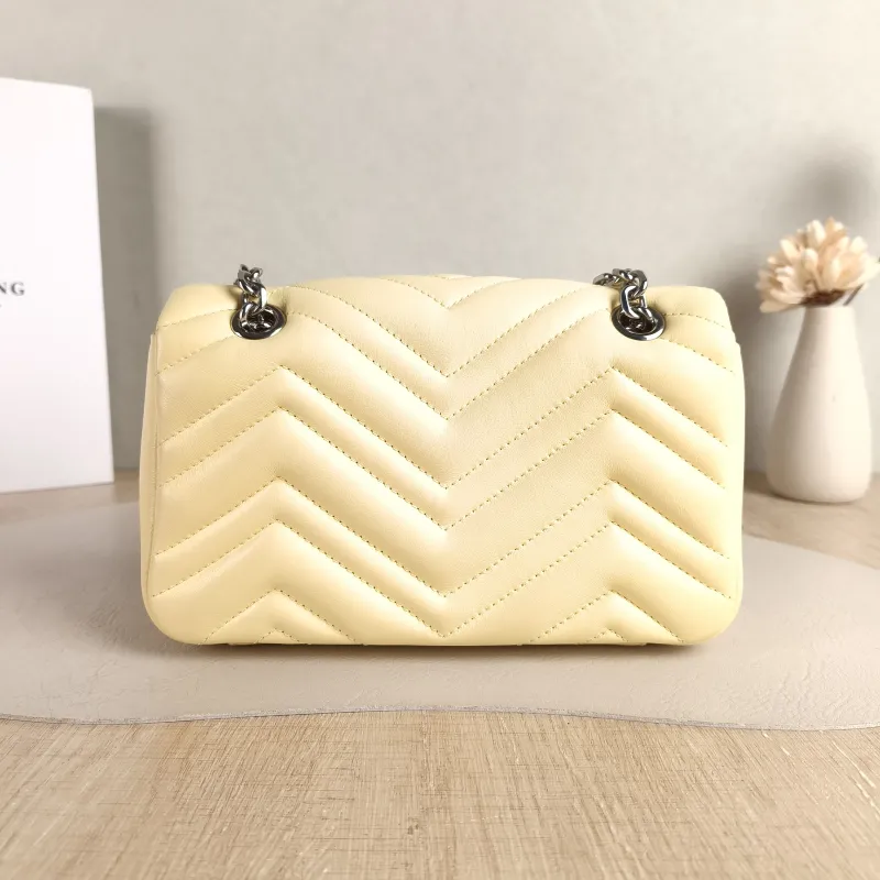 GUCCI Crossbody Bag GG Marmont Small Marmont 22 Yellow Lambskin Small 22 × 6 × 13 cm — cover view 2 of 6