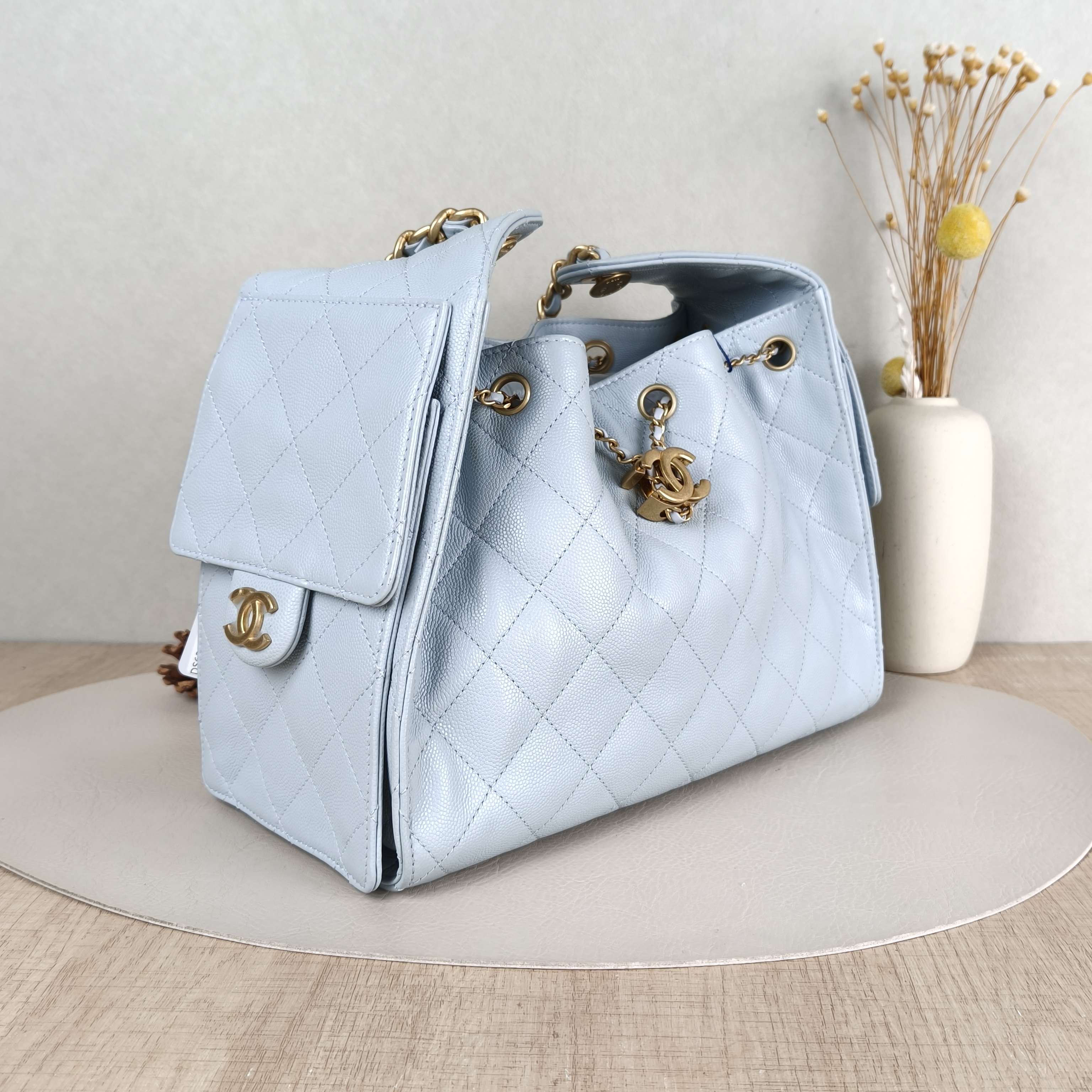 Chanel Shoulder Bag25Bag Blue Grained Calfskin Small26 × 14 × 30 cm — cover view 4 of 5