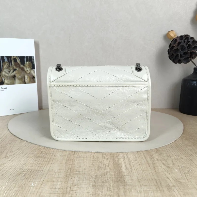 SAINT LAURENT Crossbody Bag Niki D White Waxed Leather Small 21 × 7.5 × 16 cm — cover view 5 of 6