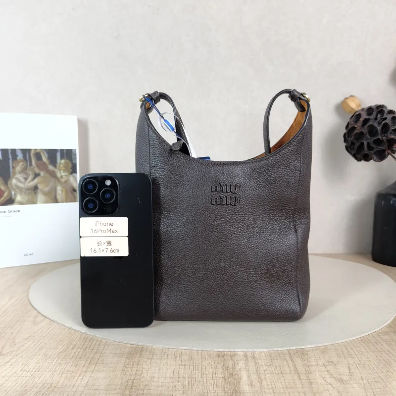 Miumiu Crossbody Bag logo Brown Calfskin One Size 16 × 7 × 17 cm — cover view 2 of 6