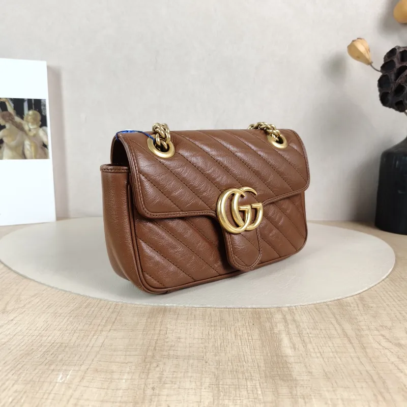 GUCCI Crossbody Bag GG Marmont Small Marmont 22 Caramel Calfskin Small 22 × 6 × 13 cm — cover view 3 of 5