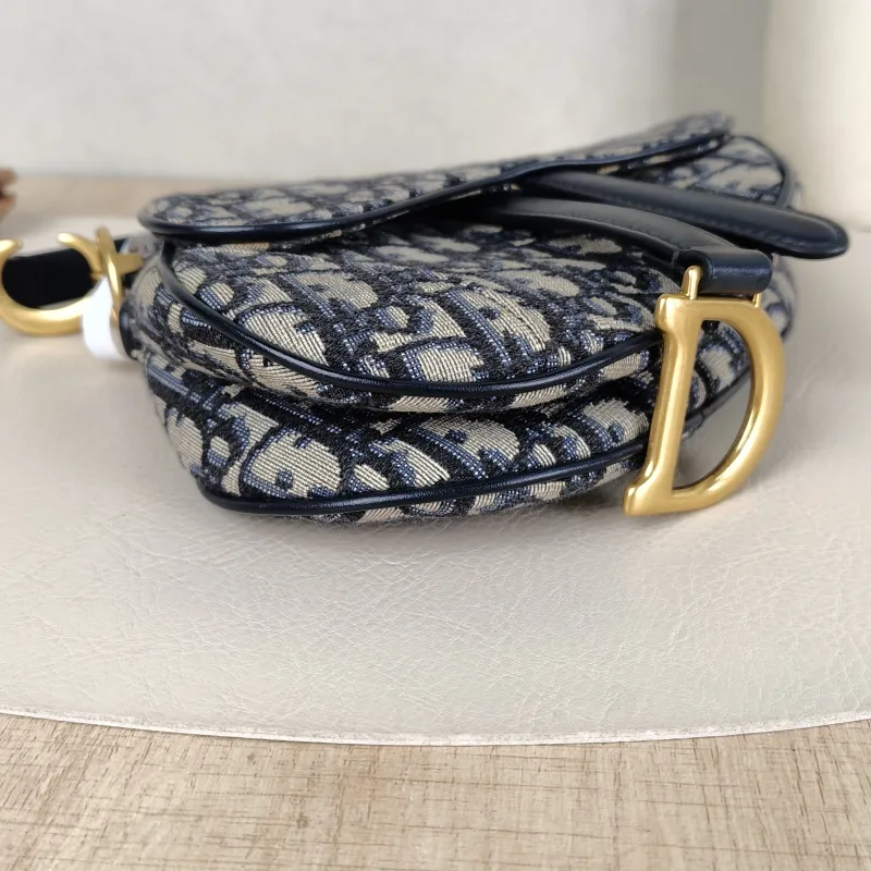 DIOR Top Handle Bag Saddle Blue Canvas Mini 19 × 6 × 15 cm — detail view 7 of 11