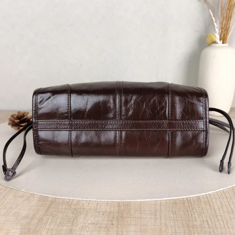 PRADA Top Handle Bag Bonnie Soft Lux Brown Waxed Leathermini23.5 × 9 × 12 cm — cover view 3 of 5