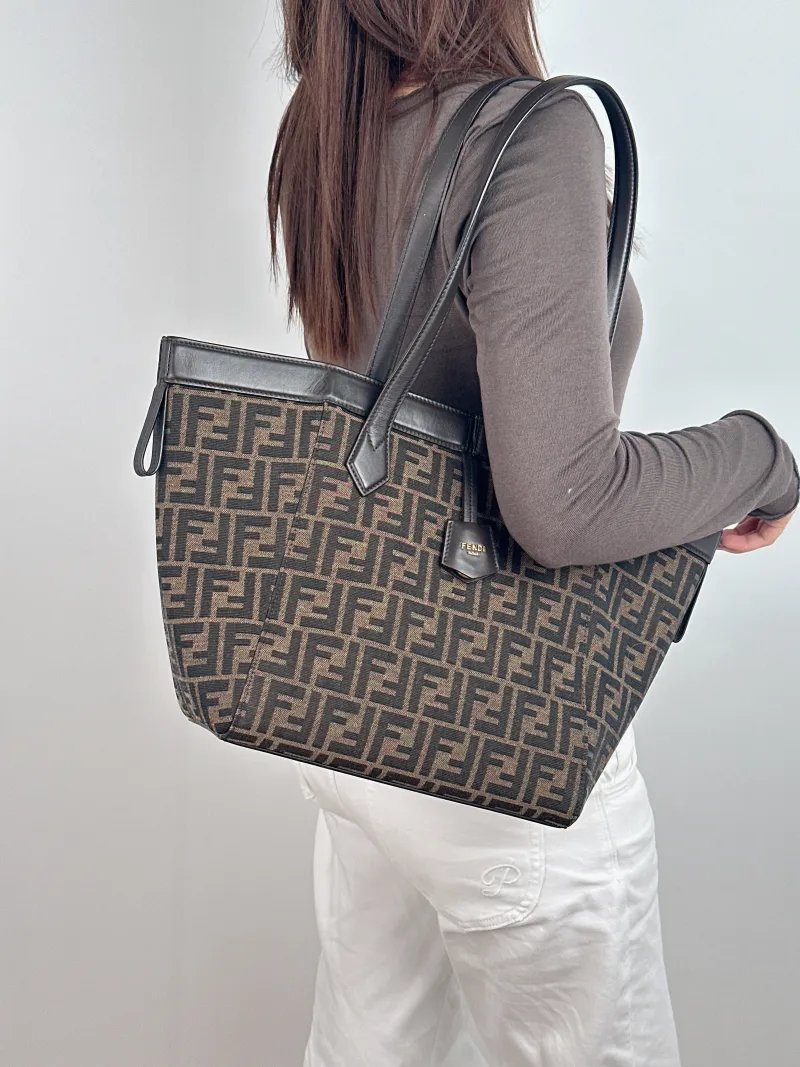 FENDI Crossbody Bag origami Monogram Calfskin Medium 27 × 16.5 × 27 cm — on-model view 2 of 2