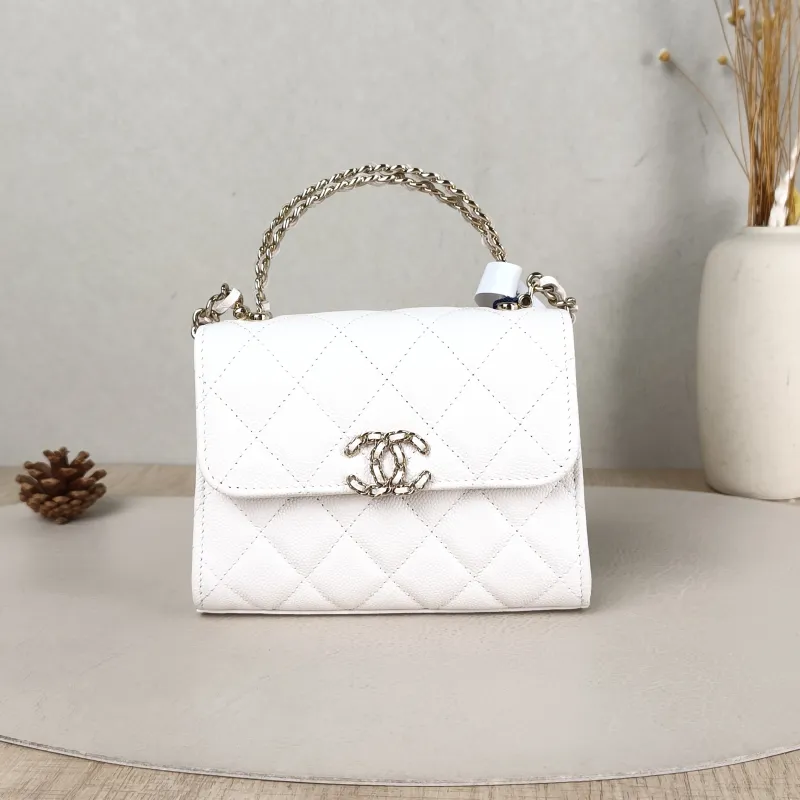 Chanel Crossbody Bag kelly White Gold Grained Calfskin nano 15 × 5 × 11 cm
