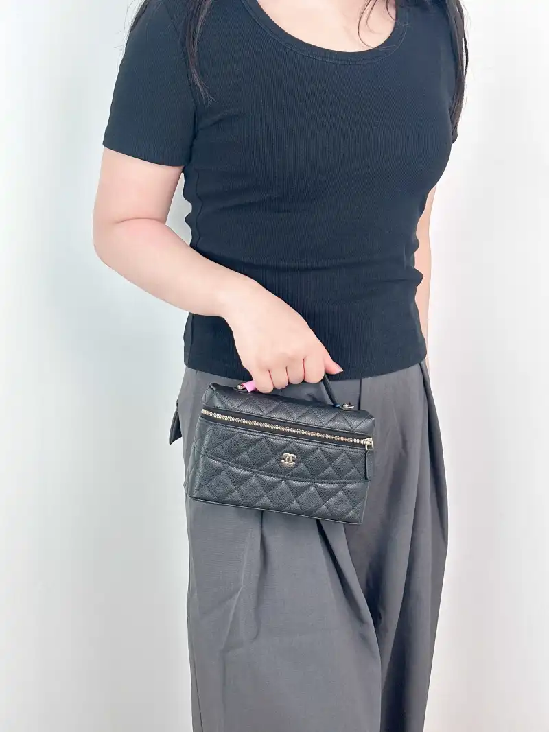 Chanel Top Handle Bag lp Black Grained Calfskin One Size 19.5 × 5 × 17 cm — on-model view 1 of 3
