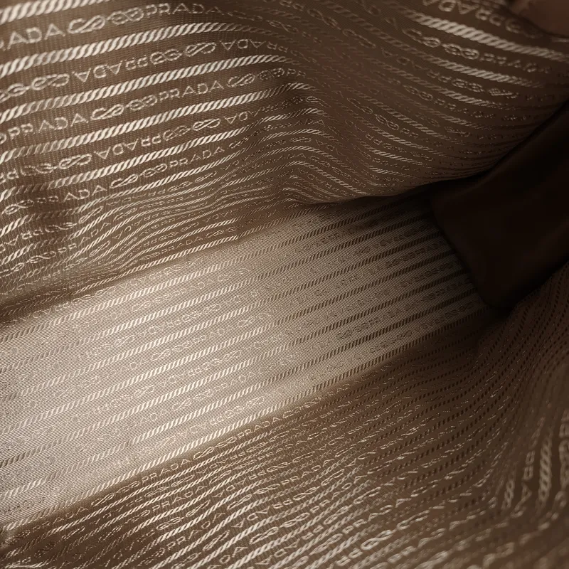 PRADA Shoulder Bag Bonnie Soft Lux Taupe Waxed Leather 42 × 12 × 30 cm — detail view 12 of 13