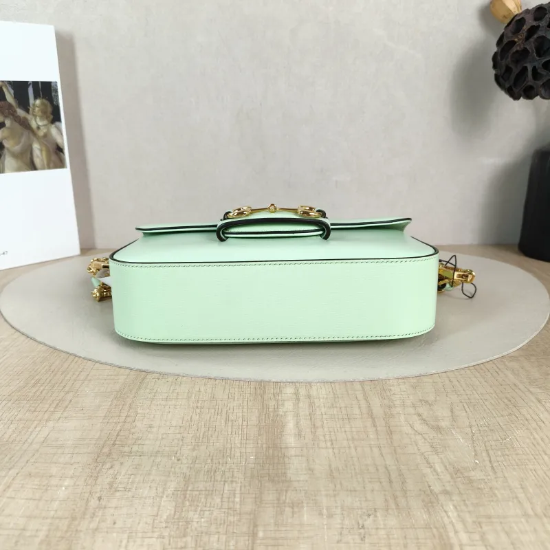 GUCCI Crossbody Bag Horsebit 1955 Horsebit Small Green Calfskin Small 24 × 5.5 × 13 cm — cover view 5 of 6