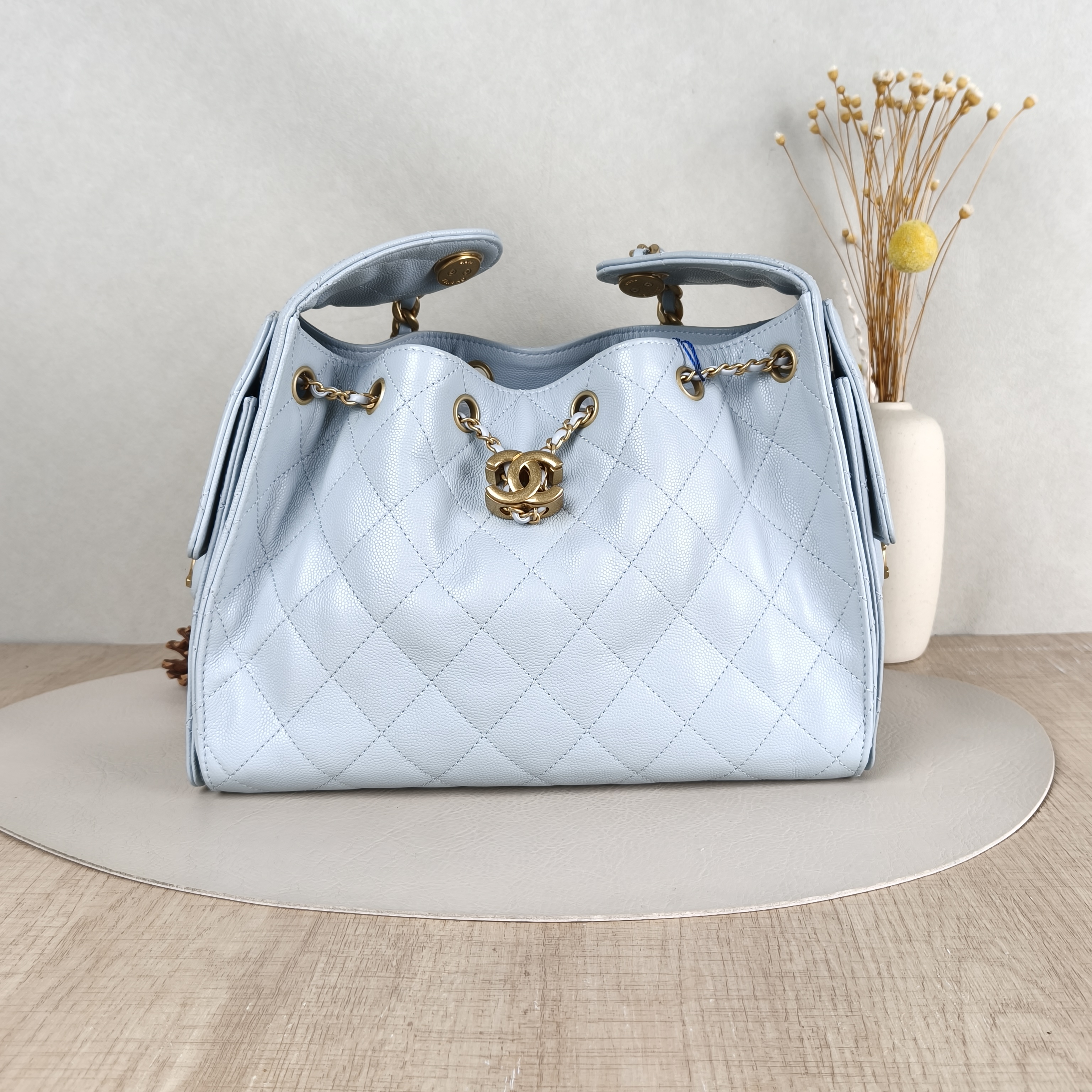 Chanel Shoulder Bag25Bag Blue Grained Calfskin Small26 × 14 × 30 cm