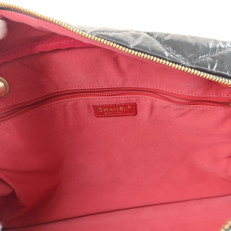 Chanel Crossbody Bag Bowling Bag Black Waxed Leather One Size 42 × 15 × 27 cm — detail view 12 of 14