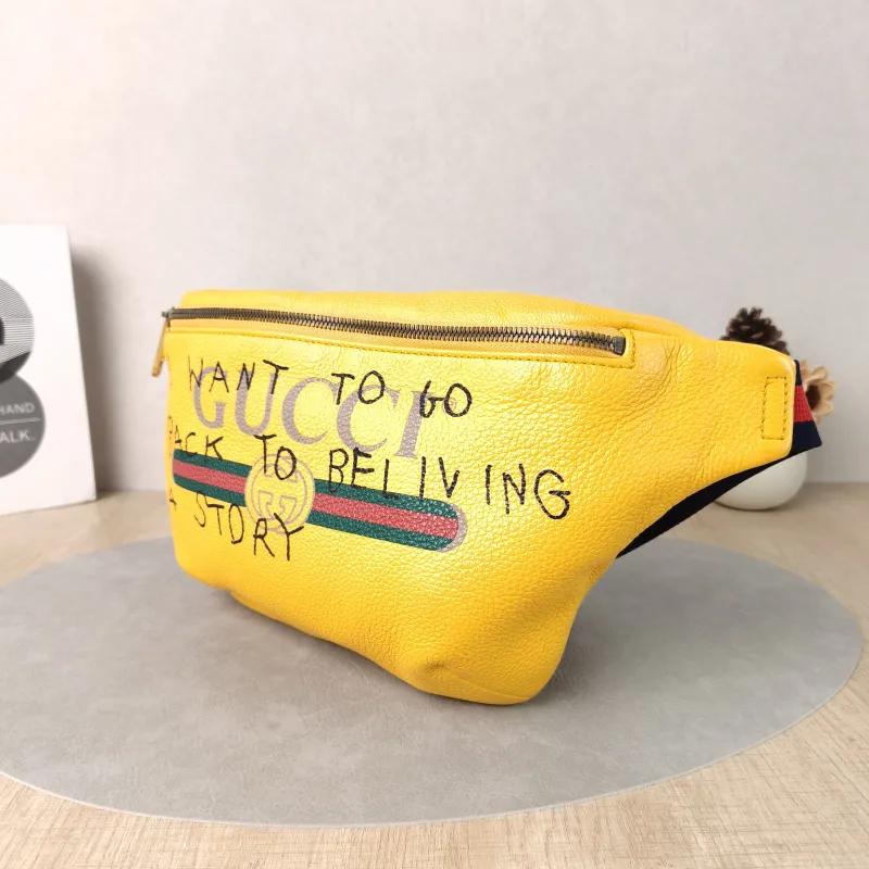 GUCCI Belt Bag Belt Bag Yellow Calfskin One Size40 × 3 × 19 cm — cover view 4 of 5