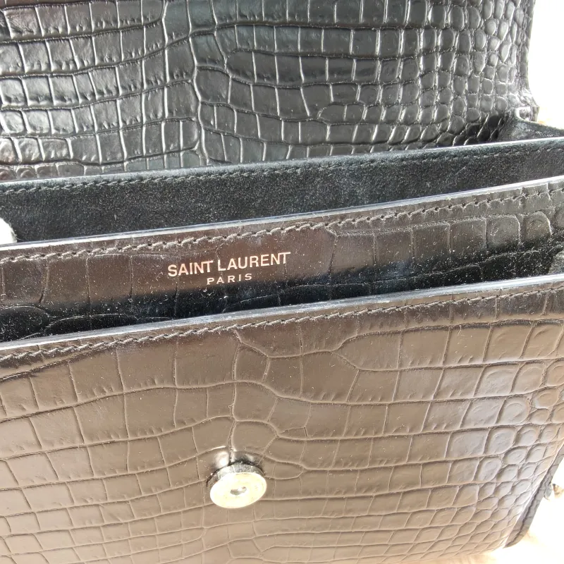 SAINT LAURENT Crossbody Bag SUNSET Black CC alfskin Medium22 × 6.5 × 16 cm Leather Tag — detail view 15 of 16