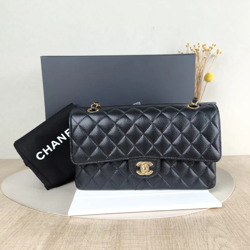 Chanel Crossbody Bag Classic Flap CF Black Grained Calfskin Medium 25.5 × 6.5 × 15.5 cm — cover view 2 of 6