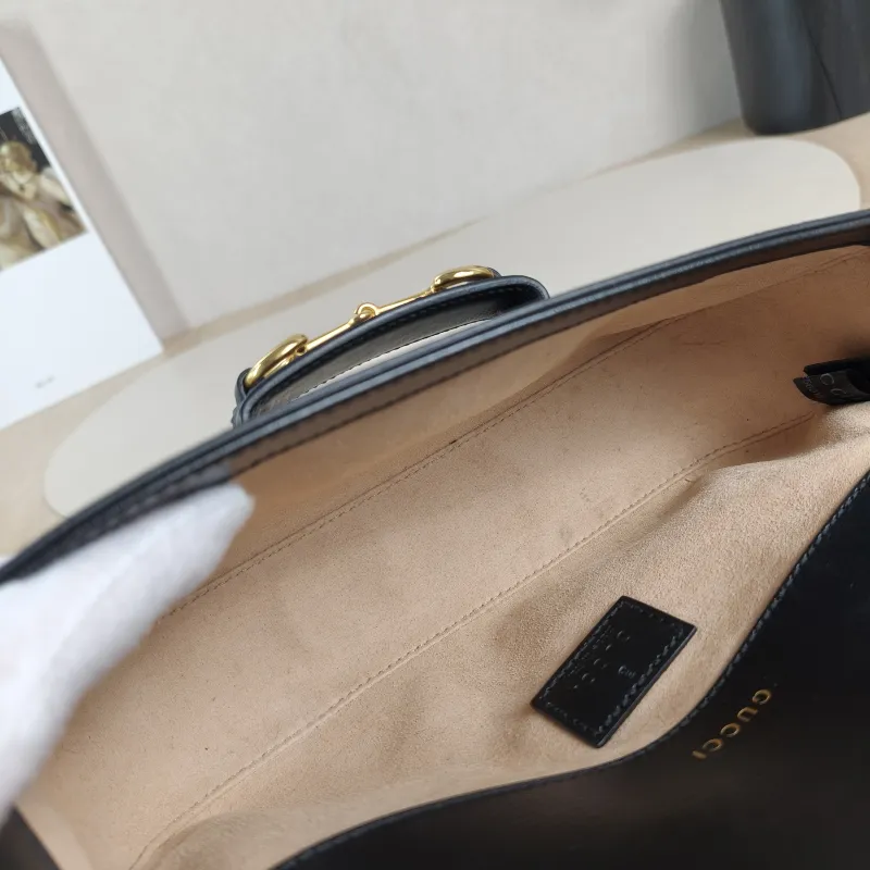 GUCCI Shoulder Bag Horsebit 1955 Horsebit Small Black · Shoulder Strap CC alfskin Small 24 × 5.5 × 13 cm — detail view 13 of 13