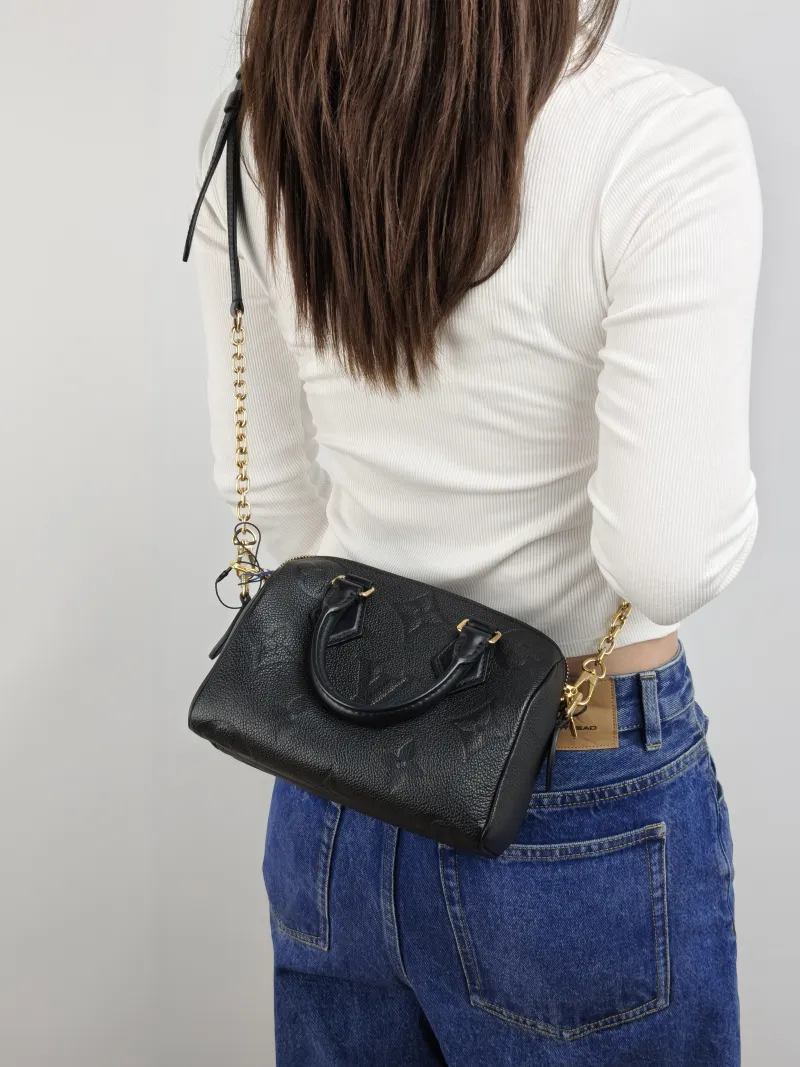 Louis Vuitton Crossbody Bag Speedy20 Black Monogram Empreinte Embossed Calfskin Small 20.5 × 12 × 13.5 cm — on-model view 3 of 3