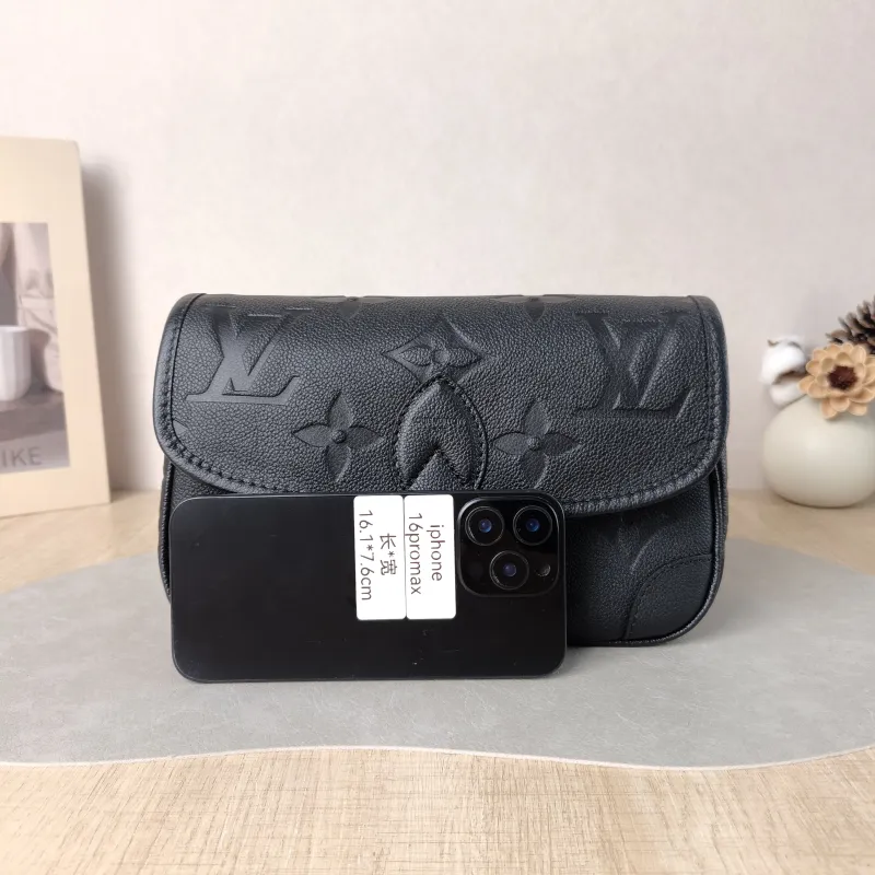 Louis Vuitton Crossbody Bag Diane Baguette Bag Black Monogram Empreinte Embossed Calfskin Small 24 × 9 × 15 cm — cover view 4 of 6