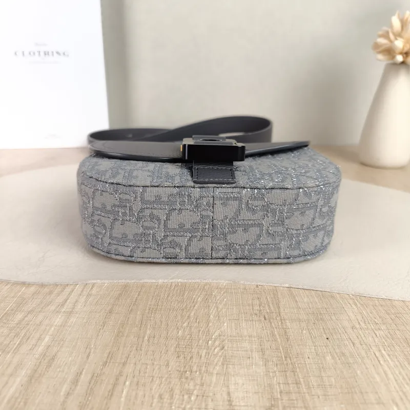 DIOR Crossbody Bag Grey Canvas Mini 20 × 5.5 × 13.5 cm — cover view 3 of 5