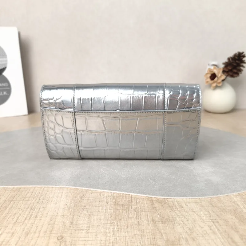 BALENCIAGA Crossbody Bag WOC Crossbody Bag Silver Calfskin One Size 19.5 × 3 × 10 cm — cover view 4 of 5
