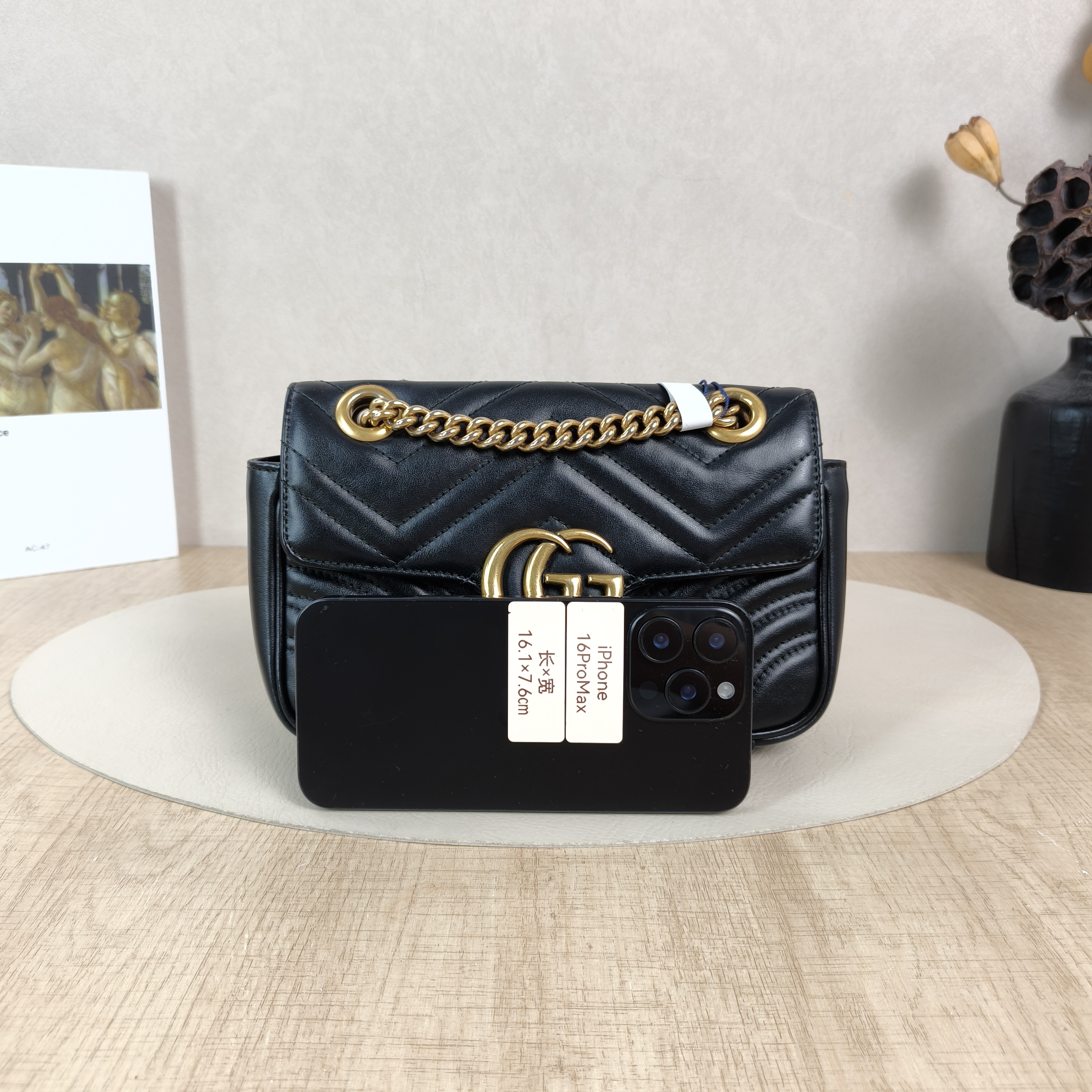 GUCCI Crossbody Bag GG Marmont Small Marmont 22Black CC alfskin Small22 × 6 × 13 cm — cover view 2 of 5
