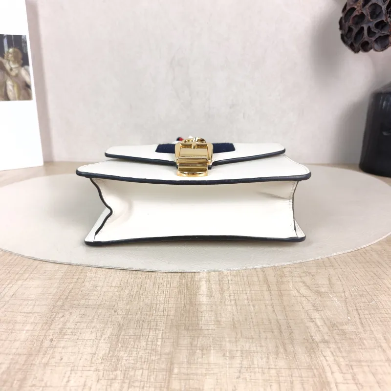 GUCCI Shoulder Bag Sylvie Shoulder Strap Edition White CC alfskin Mini 19 × 8 × 14 cm — cover view 5 of 6