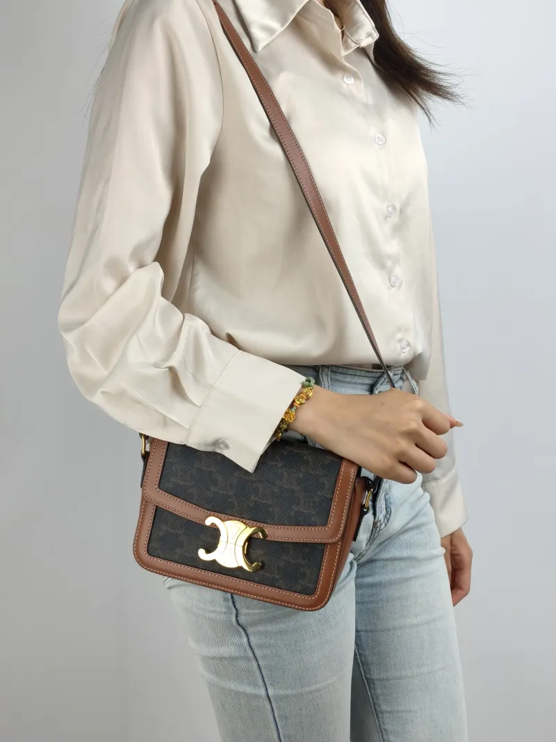 CELINE Crossbody Bag Teen Triomphe Monogram PVC Small 18.5 × 7 × 13.5 cm — on-model view 2 of 2
