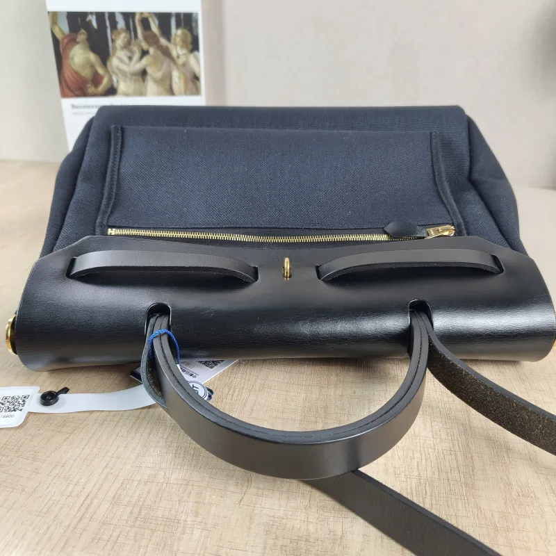 Hermès Crossbody Bag Herbag 31 Black Canvas Medium 30.5 × 11 × 25.5 cm Y — detail view 14 of 16