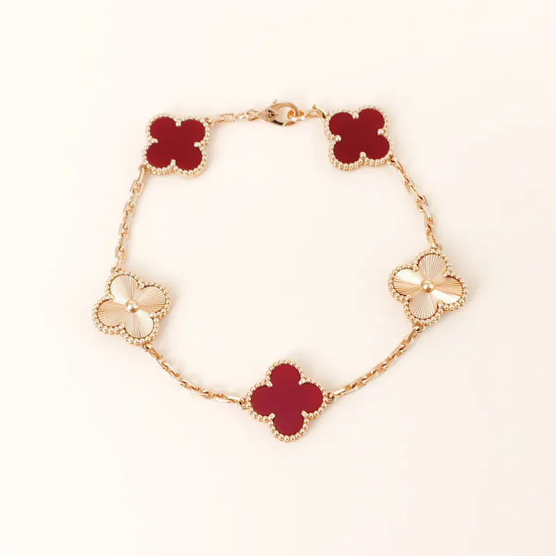 Van Cleef & Arpels Bracelet Alhambra Alhambra Collection Five-Motif Bracelet 18KR ose Gold Vintage Small19cm
