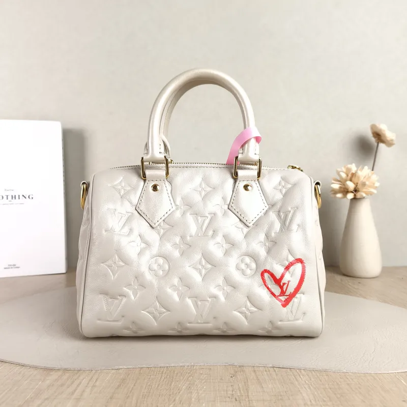 Louis Vuitton Top Handle Bag Speedy 22 Edition Grey Calfskin One Size 22 × 15.5 × 12 cm