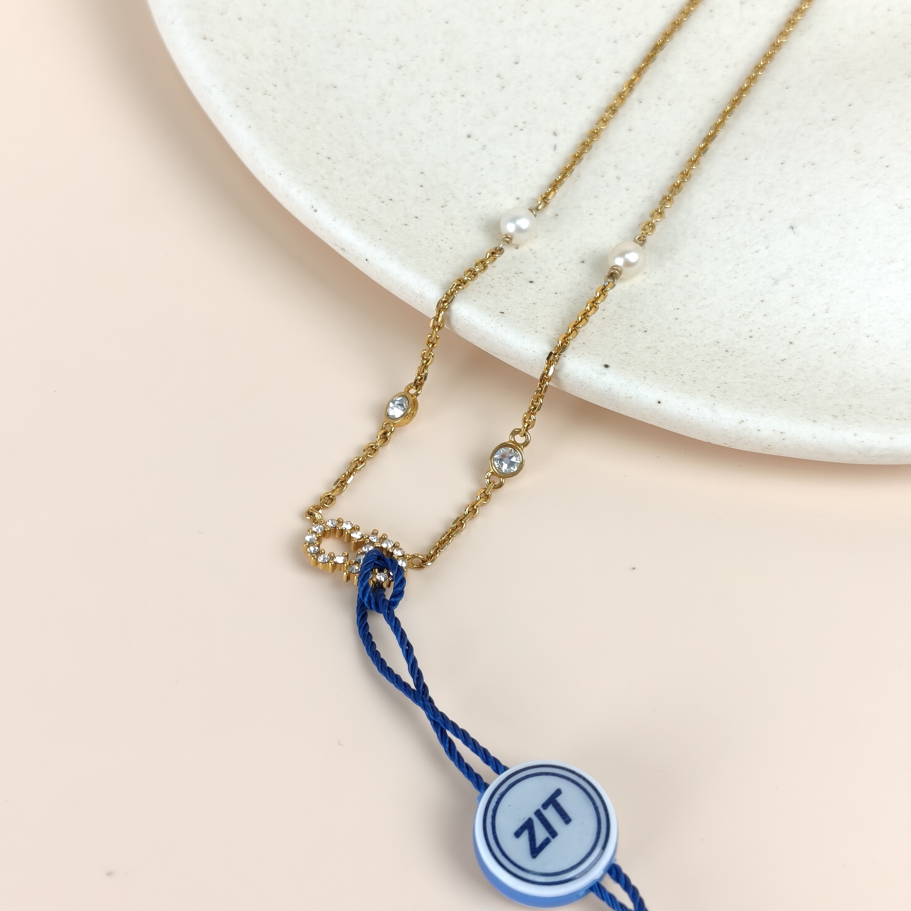 DIOR Necklace CD Pearl Necklace Gold One Size47cm — cover view 6 of 7