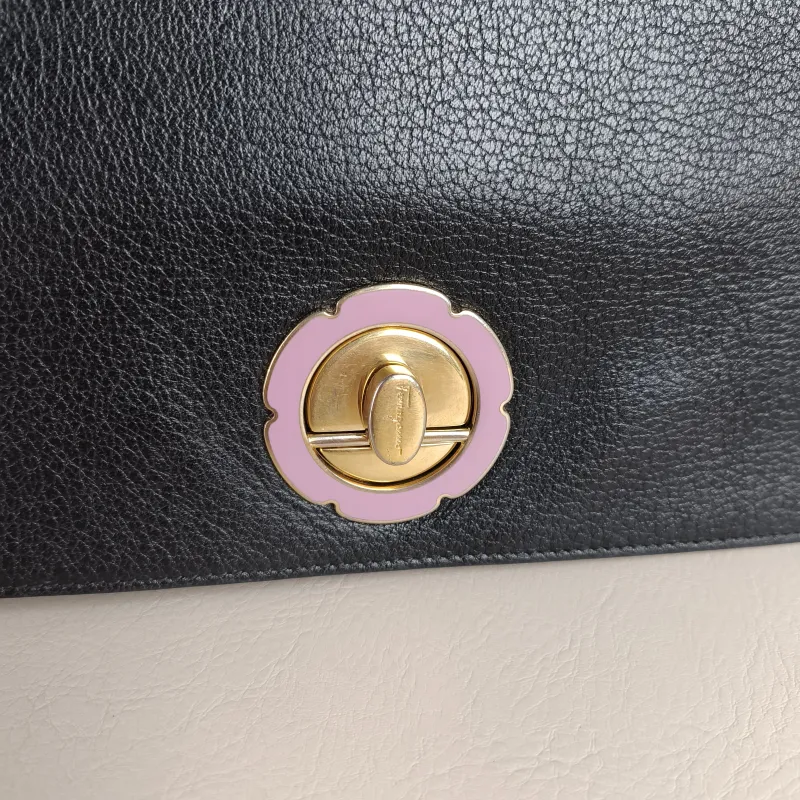 FERRAGAMO Shoulder Bag Black Calfskin 24.5 × 11.5 × 18 cm — detail view 13 of 13